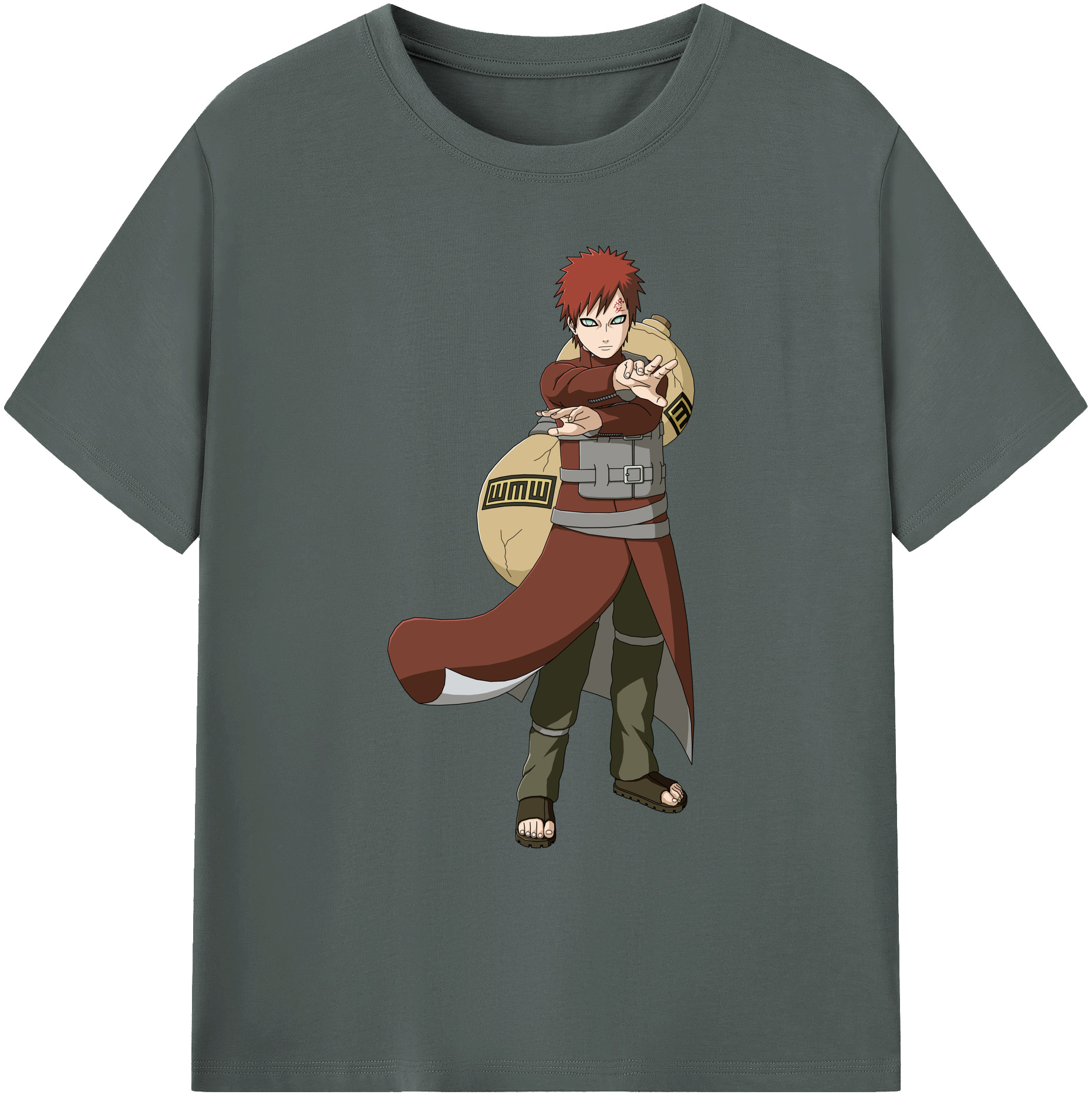 （画像用） NARUTO -ナルト- ガアラ Gaara 綿100％ メンズ半袖Tシャツ｜肌触りやわらか＆通気性